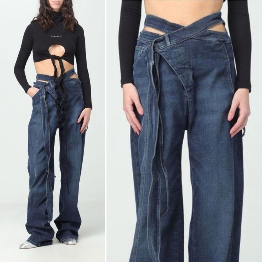 Ottolinger Wrap Jeans Medium Indigo Blue Denim Avant Garde Y2K Streetwear Runway - Picture 2 of 16